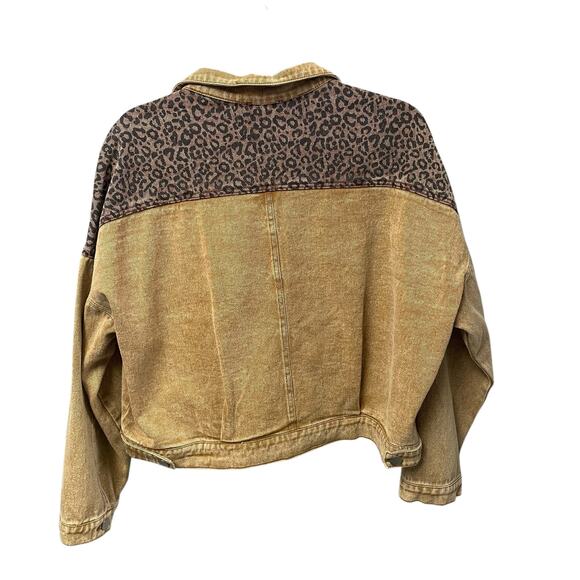 Hyfve Button Up Animal Print Contrast Denim Jacket Womens Medium - Picture 6 of 7